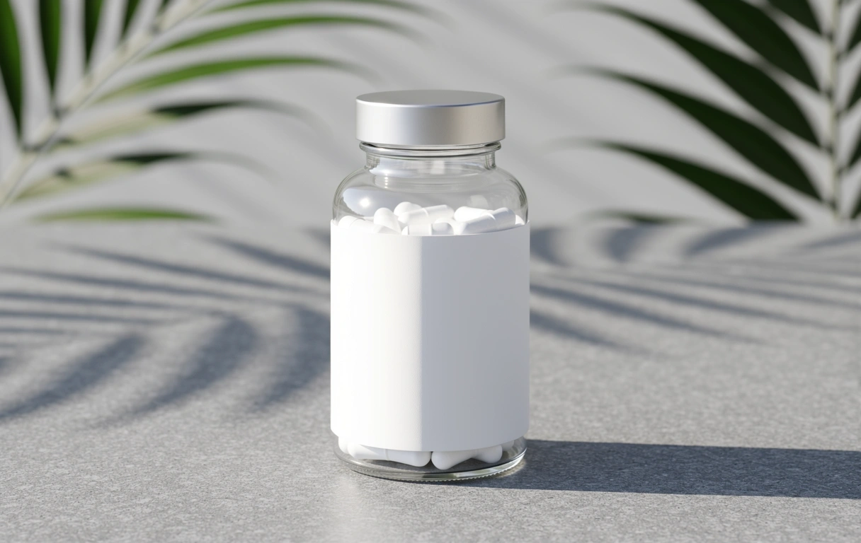 Premium joint support supplement bottle in a serene setting